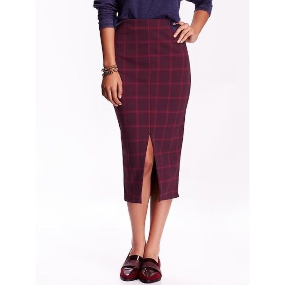 Old Navy Red Midi Pencil Skirt